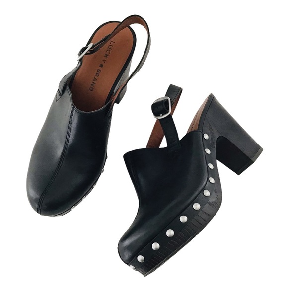 Lucky Brand Shoes - Lucky Brand black leather studded heel clogs 7-1/2